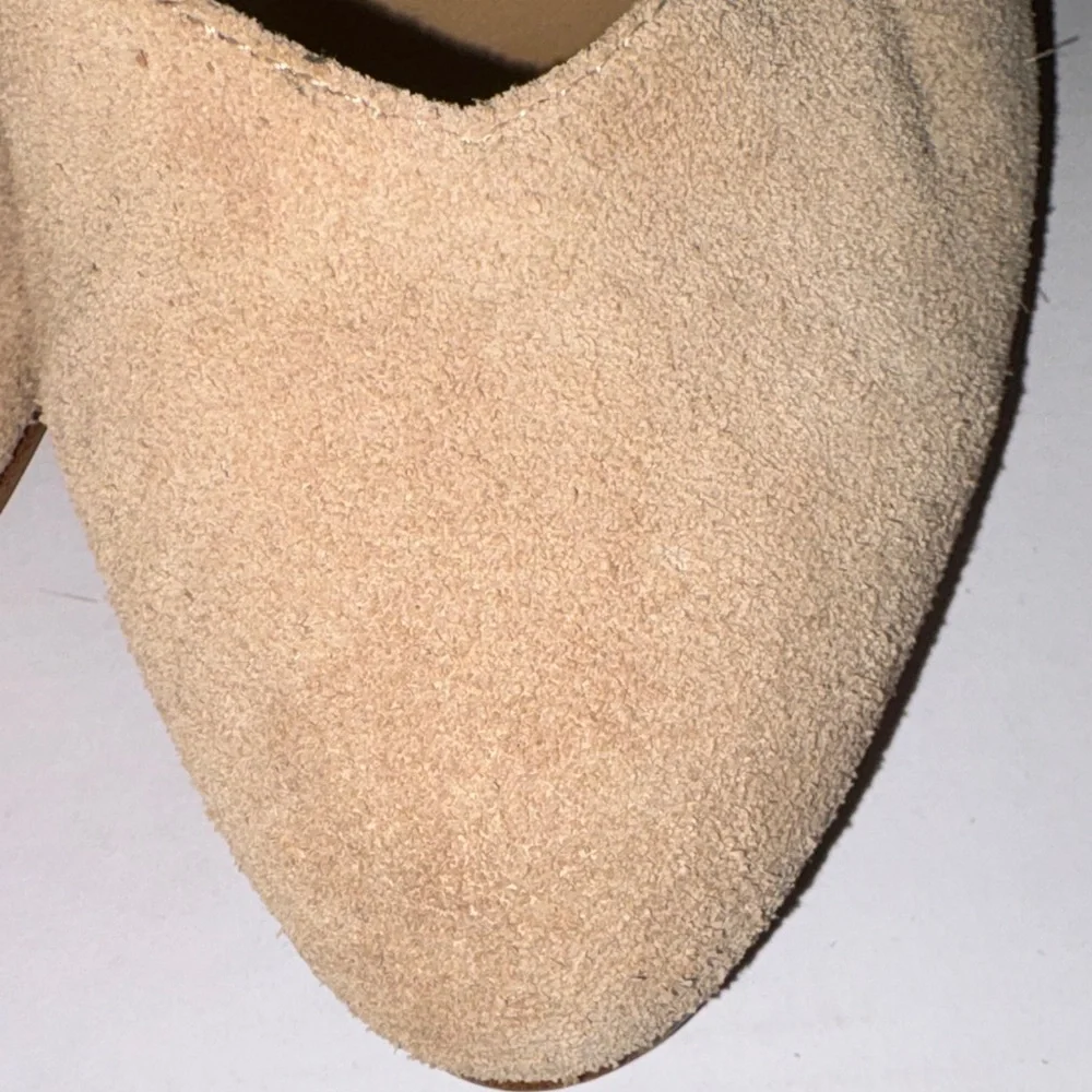 Soludos Beige Suede Ankle-Strap Pointed-Toe Heels size 9.5